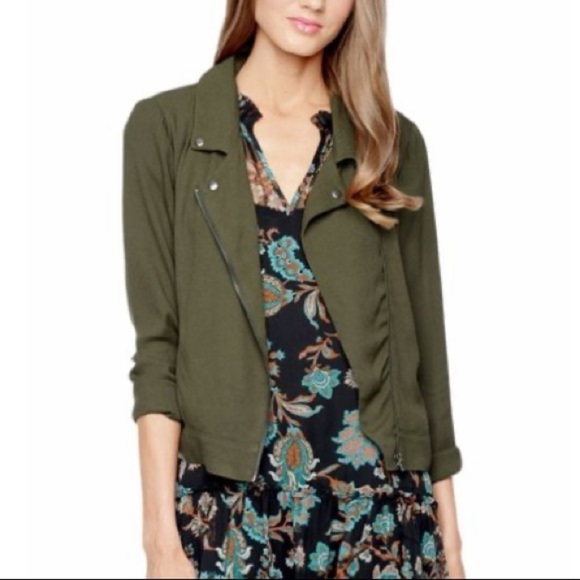 Ella Moss Jackets & Blazers - 🎁 Ella Moss Stella Moto Jacket in Army Green XS Women’s